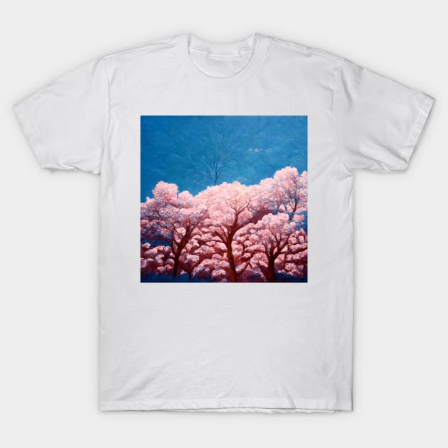 Cherry trees in bloom– warmed by a brazier blossom-gazing T-Shirt by endage